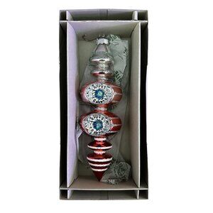 Shiny-Brite Christopher Radko West Elm Glass Ornament Pink Red Ombre Reflectors